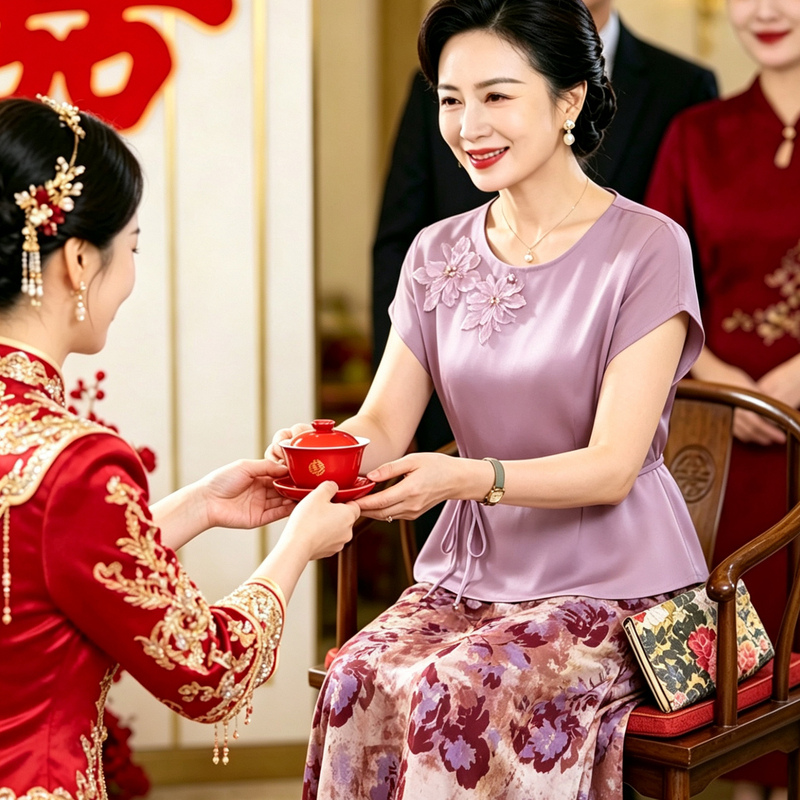 2026 Elegant and Noble Mother-In-Law Outfit Summer Dress for Weddings and Banquets, Slimming Top for Middle-Aged Women 2026 Elegant and Noble Mother-In-Law Outfit Summer Dress for Weddings and Banquets, Slimming Top for Middle-Aged Women
