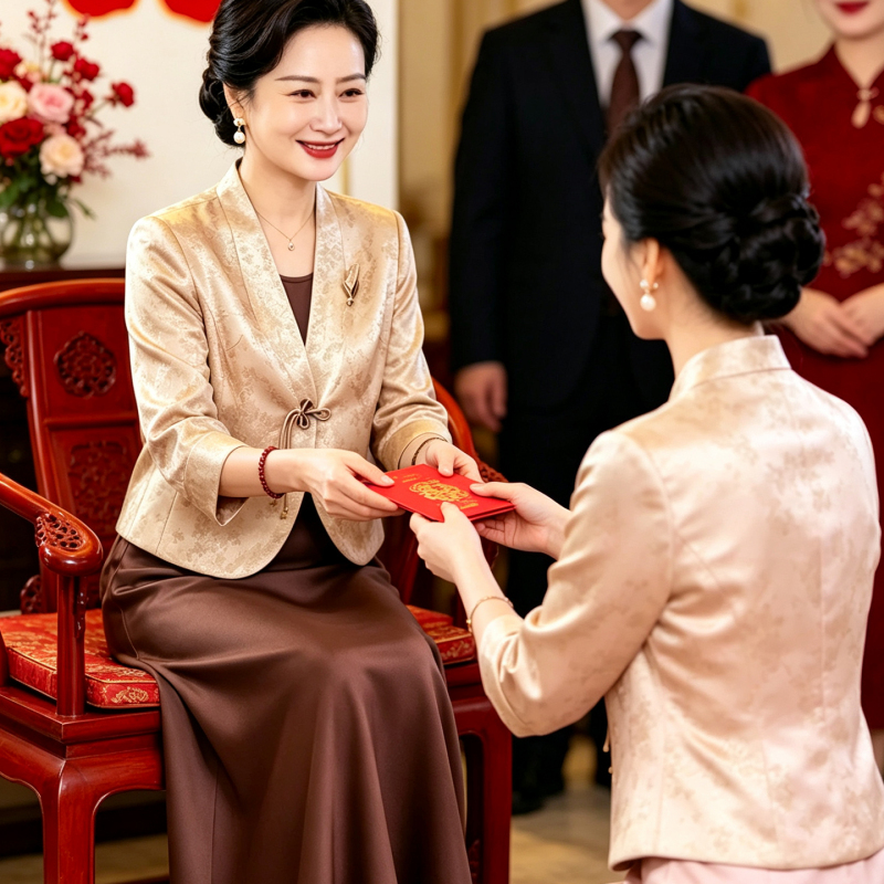 New Chinese-Style National Style Two-Piece Dress Set for Mothers, Champagne-Colored Suit Dress, High-End and Elegant Wedding Banquet Outfit for Mother-In-Law
