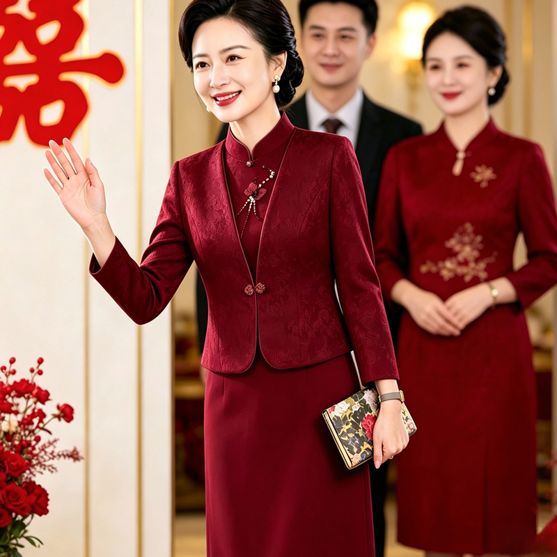 Wedding Dress for Mother, Autumn and Winter Suit Dress, High-End Elegant 2026 New Model, Mother-In-Law Wedding Banquet Qipao, Suitable for Everyday Wear Wedding Dress for Mother, Autumn and Winter Suit Dress, High-End Elegant 2026 New Model, Mother-In-Law Wedding Banquet Qipao, Suitable for Everyday Wear