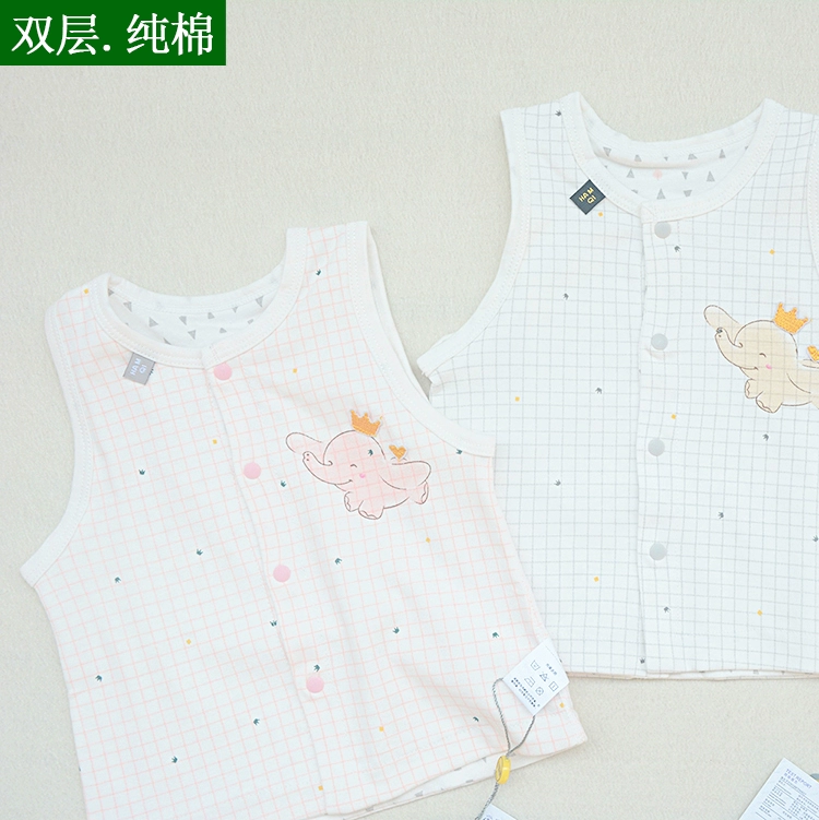 Hamiqi 0-2 tuổi áo sơ sinh cho bé Hamiqi áo cotton đôi áo vest mặc nhà dịch vụ áo len cardigan - Áo ghi lê