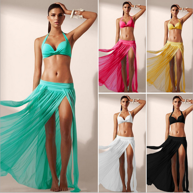 New beach skirt with elastic elastic waist Bikini blouse Sexy swimsuit jacket women's mesh skirt skirt