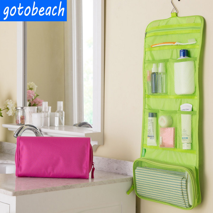 Possible Hanging Tourist Wash Bag Large Capacity Triple Fold Travel Makeup Bag For Travel Portable Cashier Bag Woman