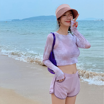 South Korea 2020 new thin belly ins beauty back conservative bikini hot spring swimsuit fairy fan four-piece set