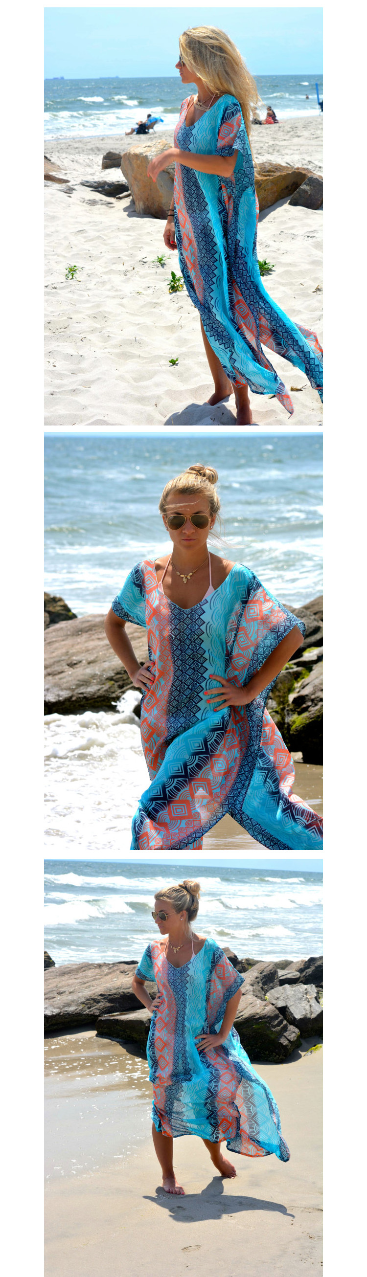 Chiffon Fashiondress(Lake Blue) NHXW0052-Lake Blue