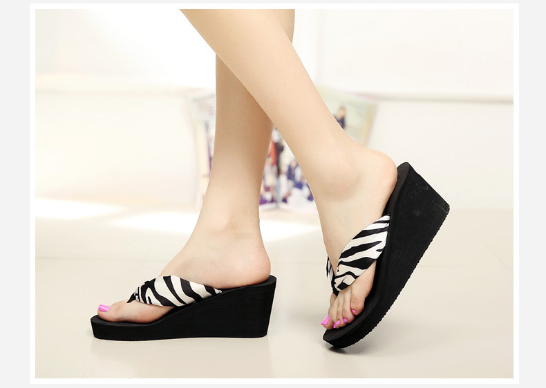 Plastic Fashionflip flop(Black Zebra Pattern - 5 yards) NHXW0134-Black Zebra Pattern - 5 yards