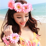 Ободок, аксессуар для волос, браслет, пляжное платье, стиль бохо, в цветочек