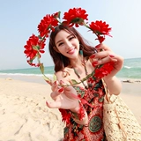 Ободок, аксессуар для волос, браслет, пляжное платье, стиль бохо, в цветочек