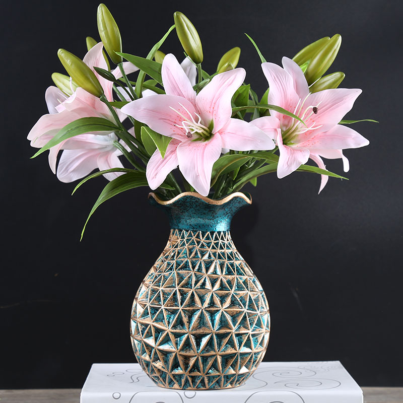 Contracted and I and fashionable ceramic floor living room joker furnishing articles European - style flowers creative large vases, silk cloth