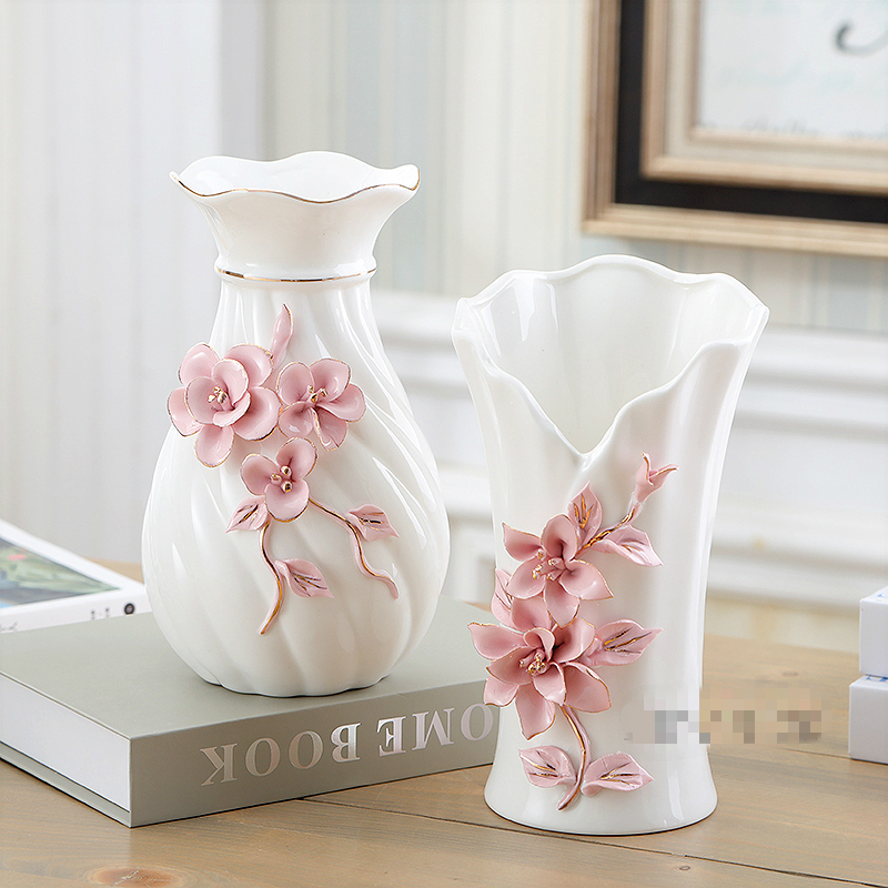 I and contracted ceramic flower vase continental creative living room white dried flowers, Nordic home furnishing articles