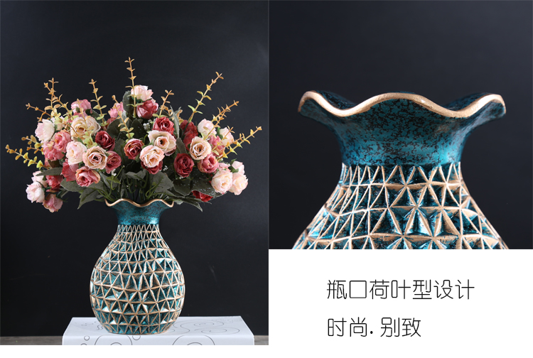 European vase sitting room dry flower arranging flowers ceramic furnishing articles American bedroom table household light key-2 luxury decoration