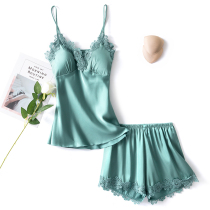 Two pieces of thin silk pack for 2021 new high - sensitive ice silk slim slim in a chest pajamas