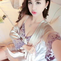 Sleepwear Women 2021 New Spring Summer Advanced Senses Ice Silk Sexy Harnesses Sleeping Dresses Sleeping Robes Thin pieces Two sets