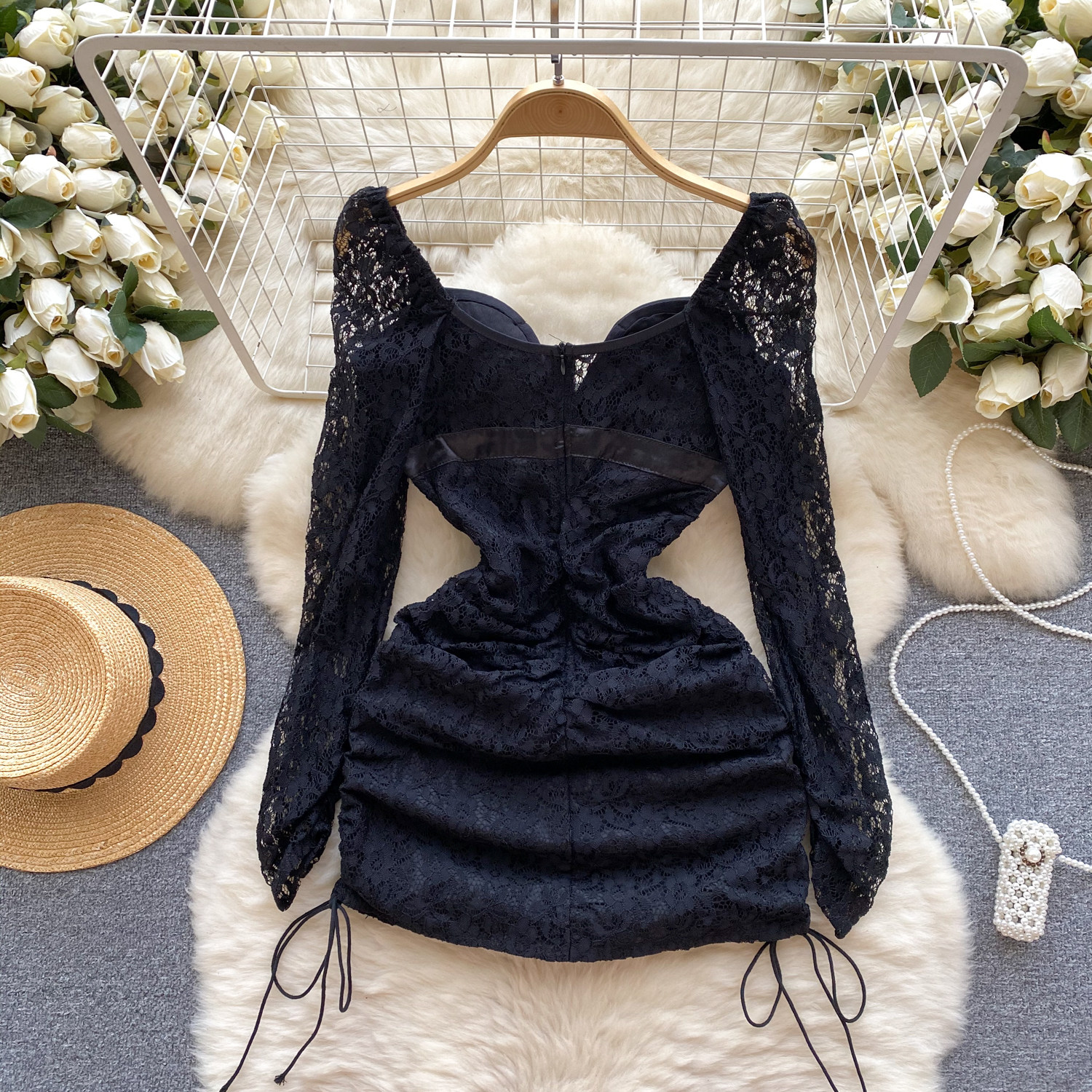 Women's holiday casual sexy V-neck printed lace-up midi dress main image 1