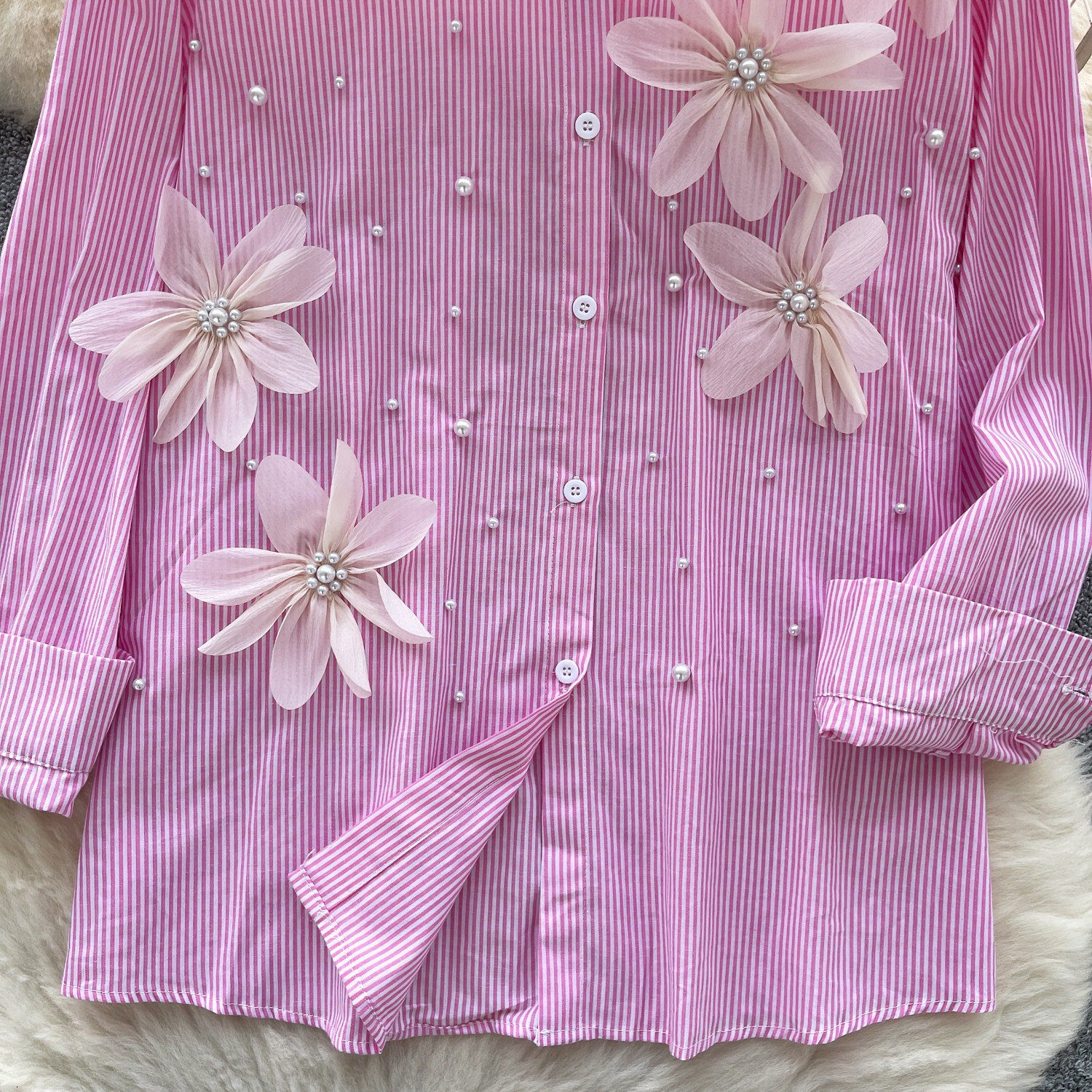 Летняя трехмерная дизайнерская рубашка, европейский стиль, в цветочек, свободный крой 