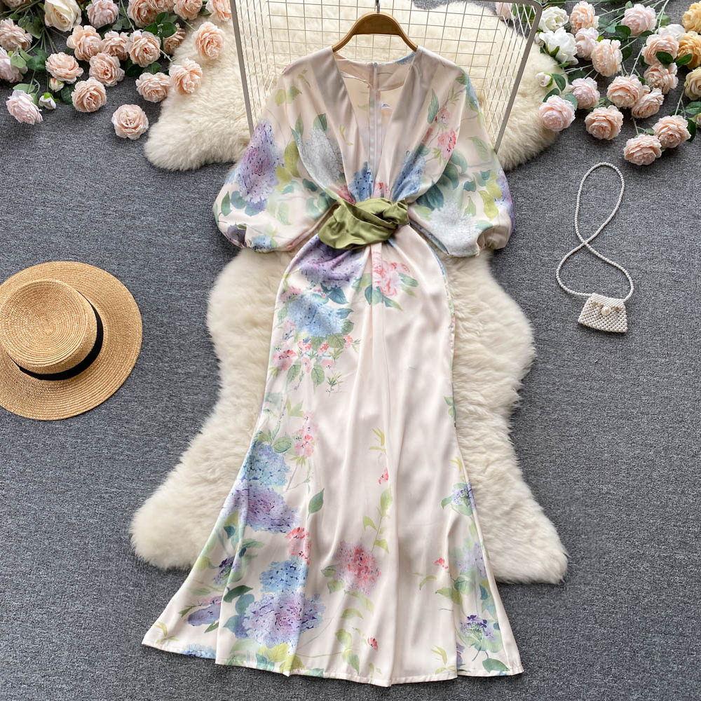 Women's Floral Dress Elegant Vacation Fashion Deep V Printing Half Sleeve Printing Maxi Long Dress Holiday Daily display picture 6