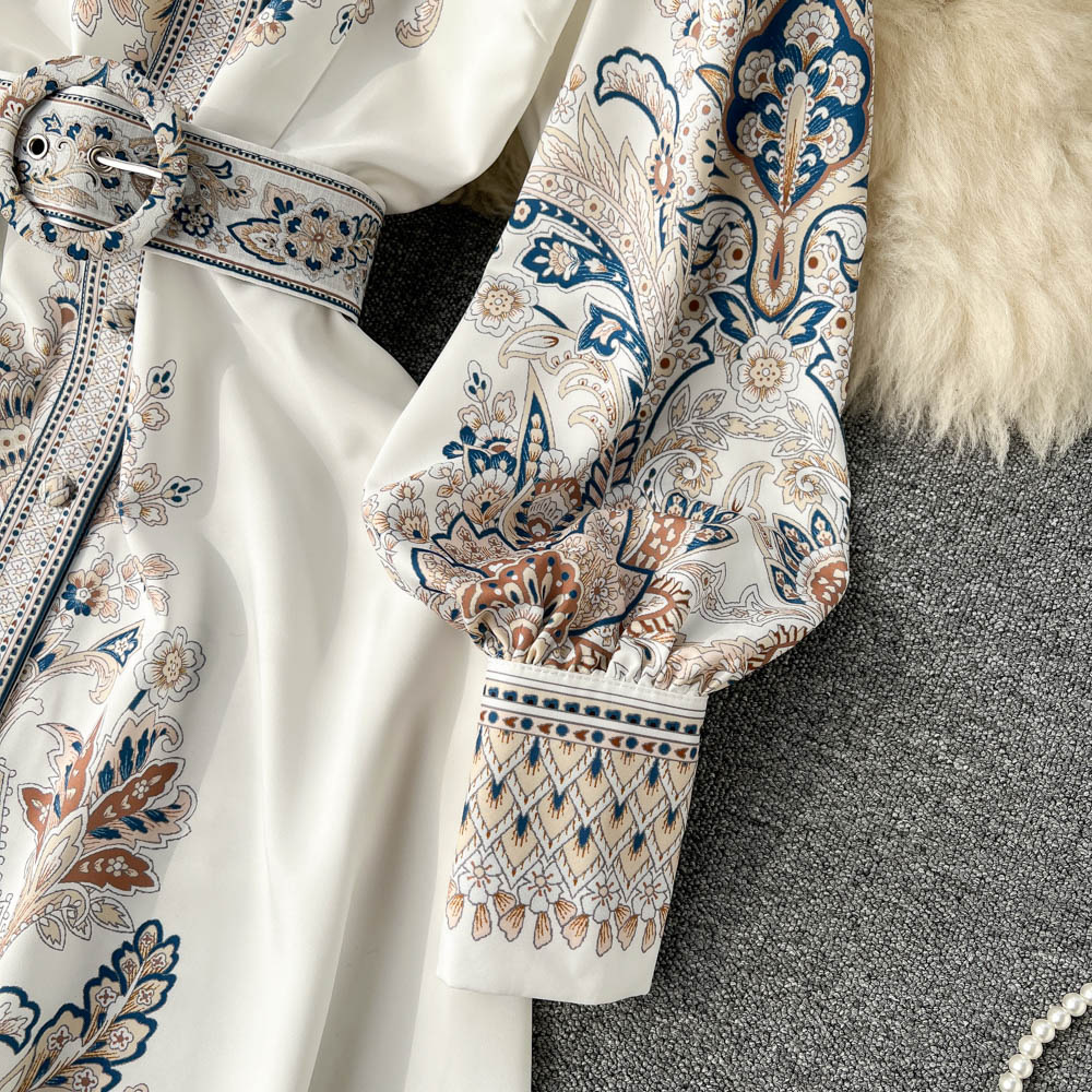 Wholesale Women's Casual Elegant Simple Style Printing Holiday Banquet Selfie Turndown Long Sleeve Swing Dress display picture 8