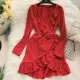 Ngôi sao lãng mạn retro Pháp in eo cao với một chiếc váy cardigan dài tay xù đầm đi đám cưới