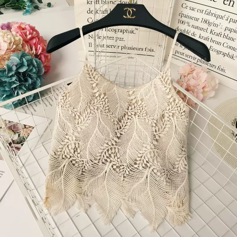 Thương hiệu Tide Thái Lan 2018 hè mới hòa tan nước ren rỗng màu hit cổ chữ V đa năng gợi cảm