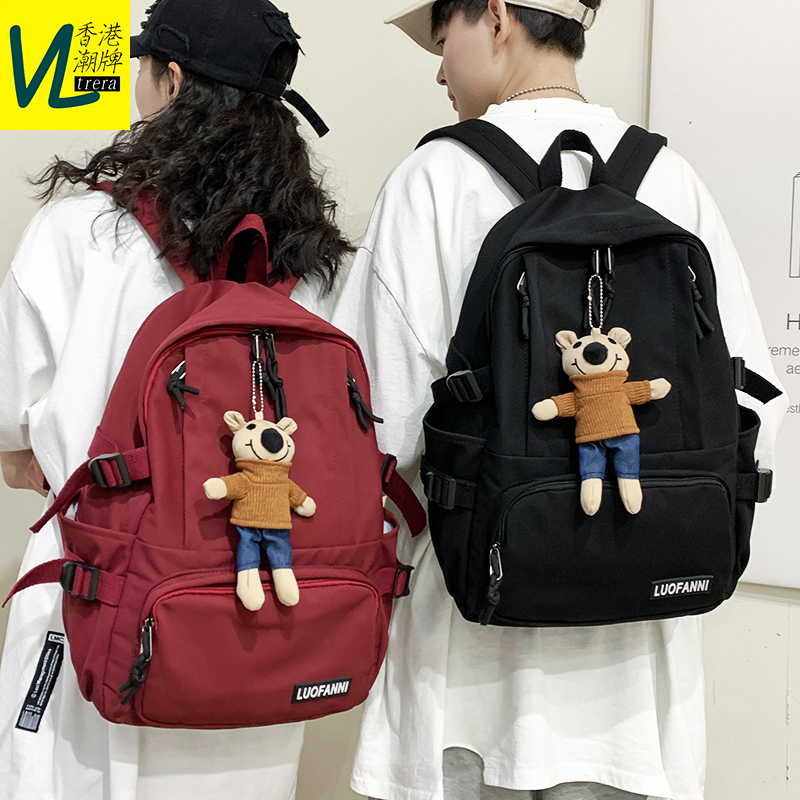 Hong Kong tide schoolbag backpack junior high school student backpack student large-capacity Korean version of the couple Harajuku all-match Mori men and women