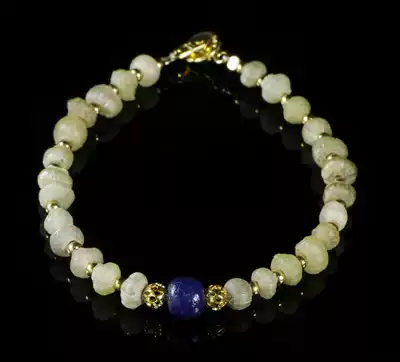 Gaogu glaze R7802JC-ancient Roman glaze-high ancient silver foil Roman glaze with cobalt blue glass bead bracelet