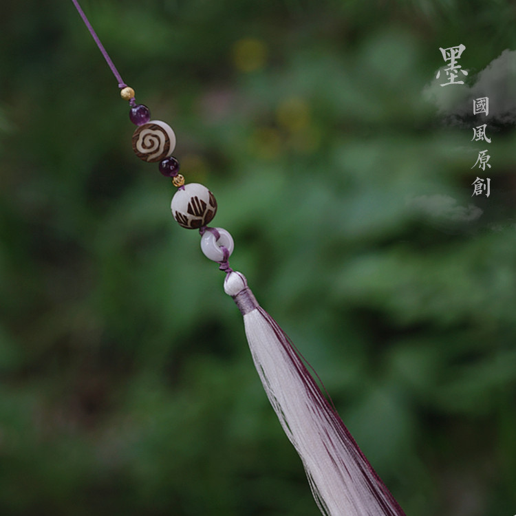 Декоративный веер 墨家新品「鹤舞」原创仙鹤松树古风仿真丝竹扇扇子折扇流苏扇坠