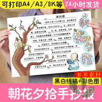 Daily flowers pick up hand-written newspaper template Lu Xuns reading feeling reading tabloid good book recommended childrens painting electronic materials