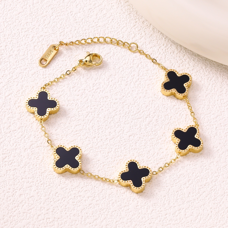 Four-Leaf Clover Bracelet for Women, Niche Design, ins Style, Lucky Clover Inlaid with Shells, Vintage Colorful Fashion, Versatile, Suitable for Gifting Four-Leaf Clover Bracelet for Women, Niche Design, ins Style, Lucky Clover Inlaid with Shells, Vintage Colorful Fashion, Versatile, Suitable for Gifting