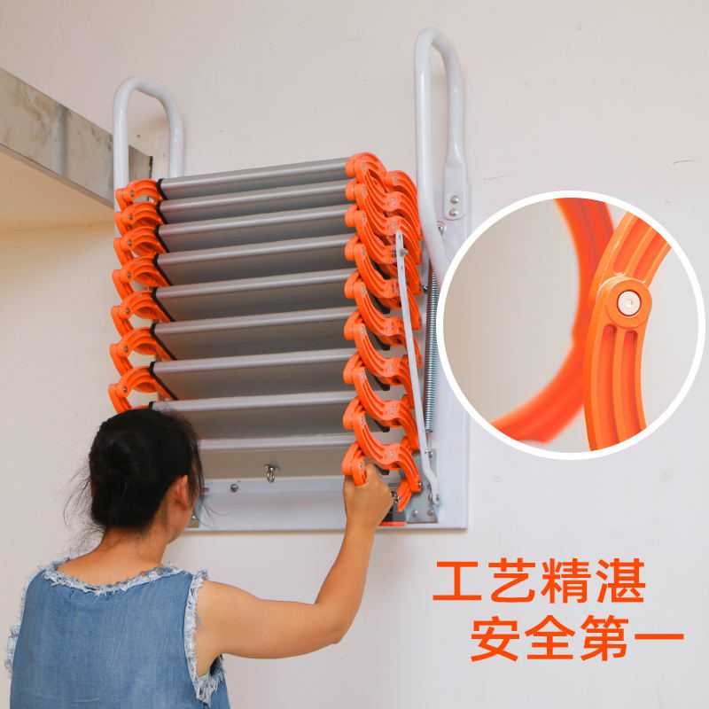 Loft telescopic staircase wall hanging semi-automatic fully automatic folding indoor and outdoor home villa lifting stretch invisible ladder