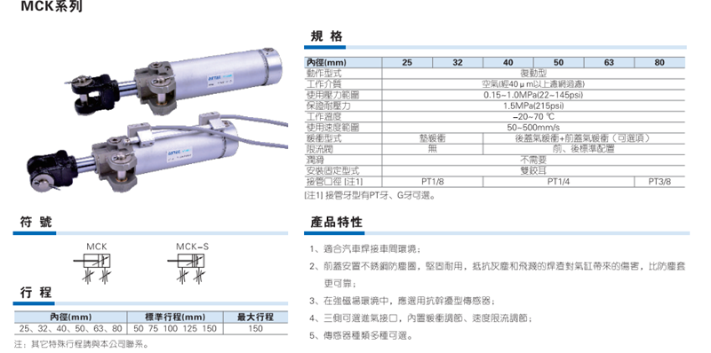Цилиндр 焊接夹紧气缸ck1a/mcka/40/63x50x75x100x125x150/200/sy Rkn