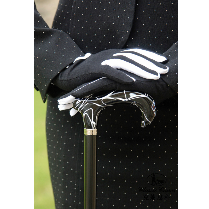 British import fashion Inron gentleman's cane non-slip walking stick with black and white striped handle for elderly gift