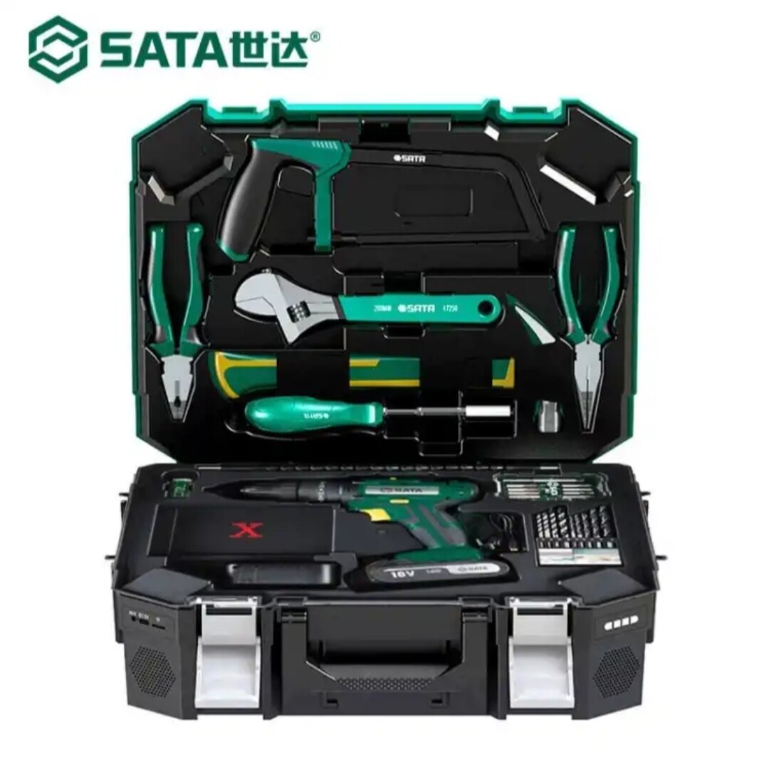 Shida 88-piece set hardware toolbox lithium electric drill set punching electric drill 05152 05151 high-end version with Bluetooth