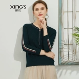 邢氏 Трикотажный тонкий свитер, осенний дизайнерский лонгслив, большой размер, круглый воротник, коллекция 2021, тренд сезона