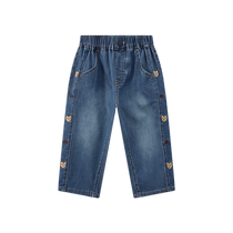 TeenieWeenie Kids Bear Childrens Wear 24 Autumn New Baby Girl Cute Embroidered Stretch Denim Pants
