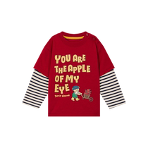 TeenieWeenie Kids Bear Childrens Wear 24 Autumn New Contrast Color Fake Two-Piece Printed T-Shirts for Boys and Girls
