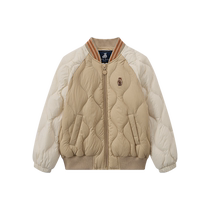 TeenieWeenie Kids 24 Autumn and Winter New Girls Contrast Color Raglan Sleeve Baseball Collar Down Jacket