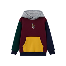 TeenieWeenie Kids 24 autumn and winter new style contrasting color velvet hooded sweatshirt for boys and girls