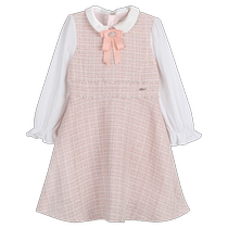 TeenieWeenie Kids Bear Childrens Clothing Girls 23 Early Spring Splicing Small Fragrance Style Long Sleeve Dress