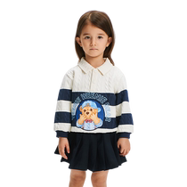 TeenieWeenie Kids 24 Autumn and Winter Boys Casual Contrast Color Striped Small Lapel Sweatshirt