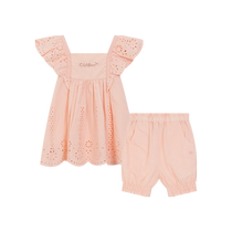 TeenieWeenie Kids 24 summer new baby girl pure cotton flying sleeve T-shirt shorts suit