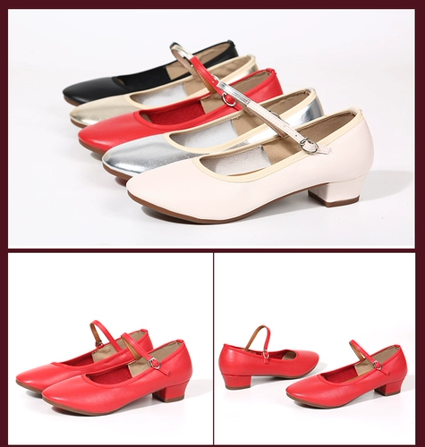 Танцевальная обувь женская квадратная танцевальная туфли, стрельба из мягкой нижней красной туфли танцев Niugo нижняя друг Plaza Dance Xinjiang