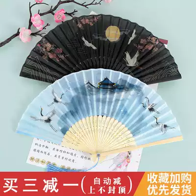 Fan folding fan female Chinese style dance fan summer folding fan costume children small retro cloth classical ancient style gift