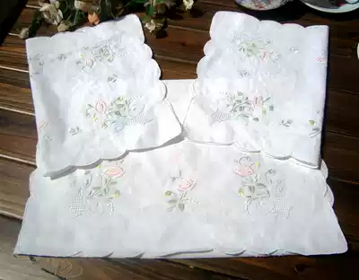 Foreign trade pure cotton hand embroidery British American retro fabric napkin placemat tablecloth rose flower value boutique