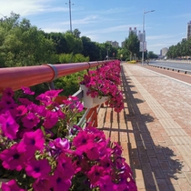 Extra-large PP bridge saddle type resin engineering guard rail green overpass suspended suspended saddle flower pot riding bar basin