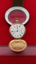 Republic of China antique Swiss three-door enamel porcelain full hunter shell gold-filled old antique pocket watch