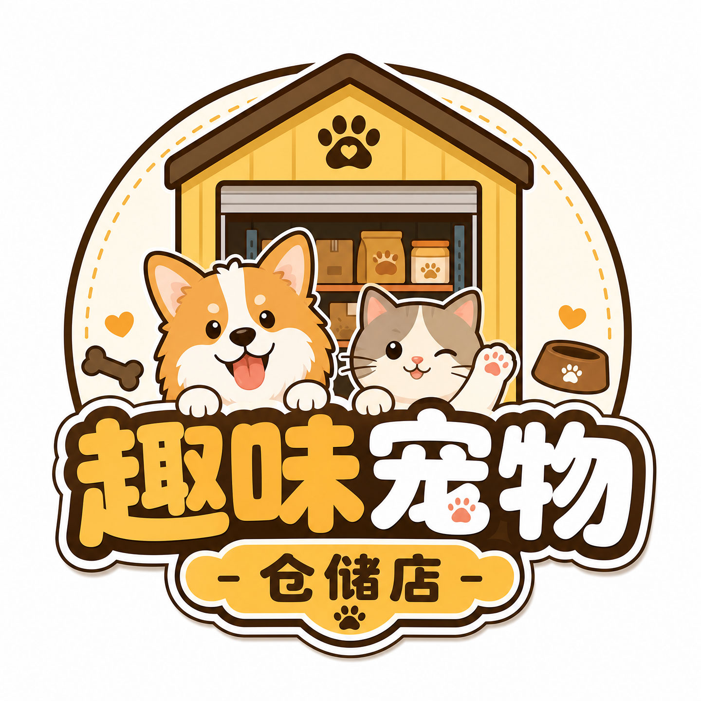 趣味宠物仓储店的LOGO