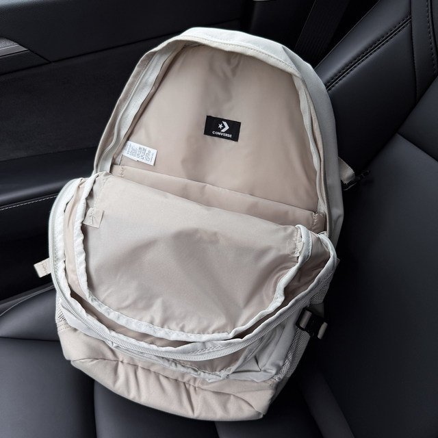 Authentic Converse Converse New Style Backpack Beige Gray Student Canvas School Bag 10021138-A07