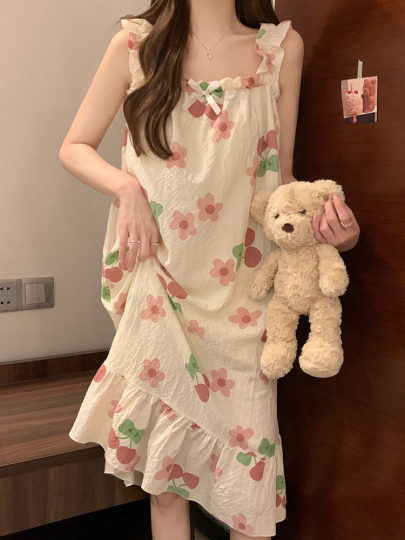 2025年新款带胸垫睡裙女士薄款吊带背心睡衣小个子夏季夏天家居服