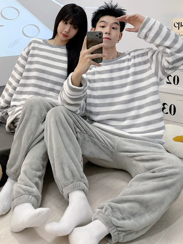 Демисезонная коралловая бархатная брендовая пижама для отдыха для влюбленных, фланелевый комплект