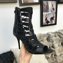 Qiao Qiao DU House Fried Street Goddess BI Weimei Show CHAO Mei Senior Sexy High Heel Coy Boots Sandals