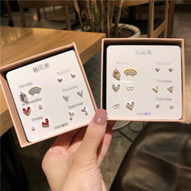 2019 New Tide pure tremella bone nail small earring unicorn gift box set simple small student hypoallergenic